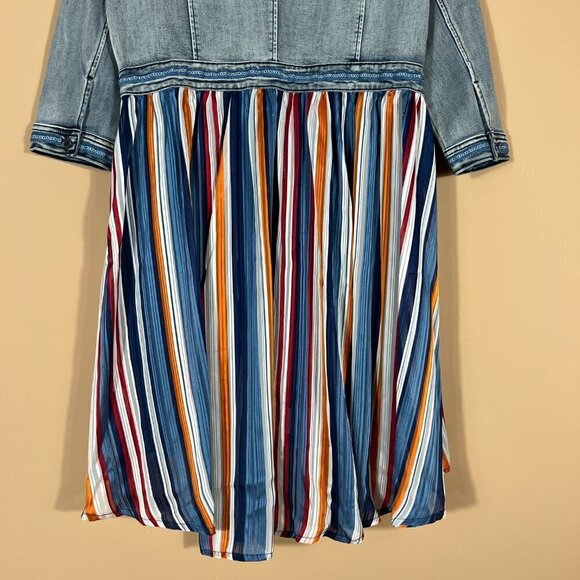 Desigual Denim Women's Front Button Striped High/Low Dress Size 10 - Picture 8 of 12